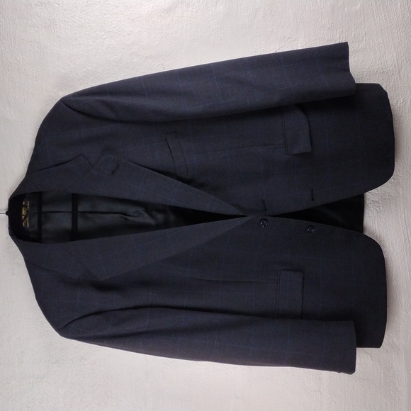 Brooks Brothers Black Windowpane Check One Notched Two Button Dress Suit Jacket - Picture 6 of 16